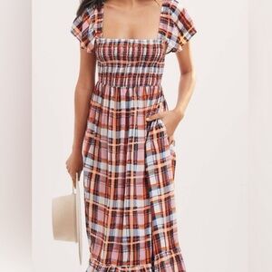 Anthropologie plaid maxi dress